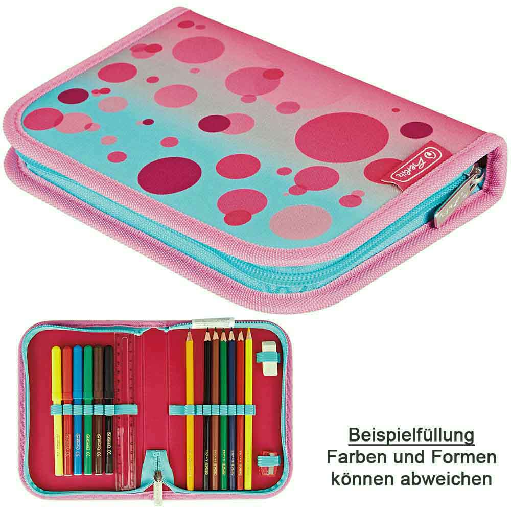 Schulranzen-Shop-24 SoftLight Bubbles | 17-teilig GREENline Herlitz Schulrucksack Pink Plus